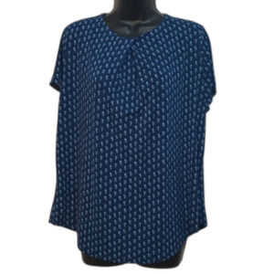 Liz Claiborne Shirt Size XL Blue Career Wear Business Casual With Floral Blouse